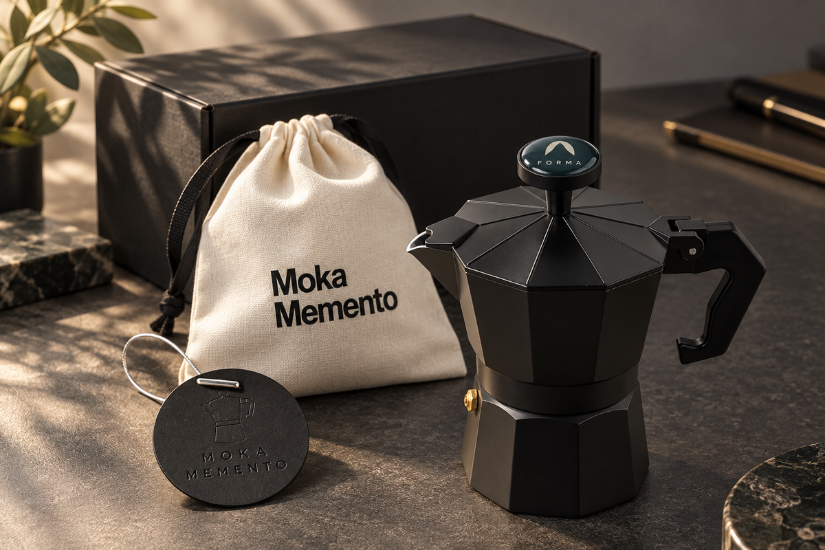 Corporate gift moka pot box scene
